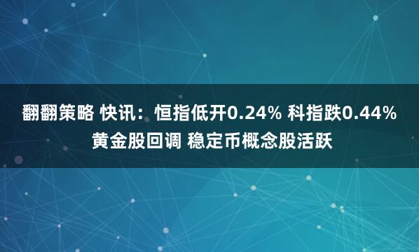 翻翻策略 快讯：恒指低开0.24% 科指跌0.44% 黄金股回调 稳定币概念股活跃