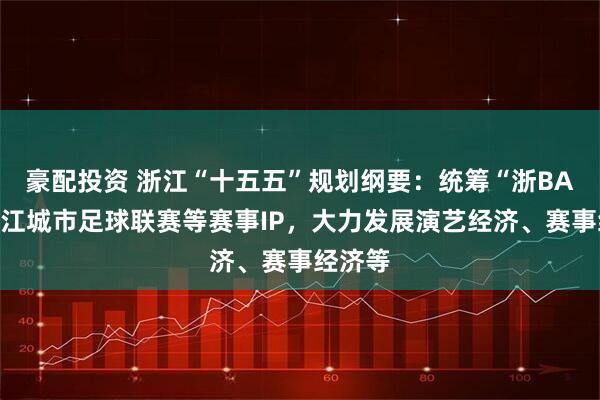 豪配投资 浙江“十五五”规划纲要：统筹“浙BA”、浙江城市足球联赛等赛事IP，大力发展演艺经济、赛事经济等